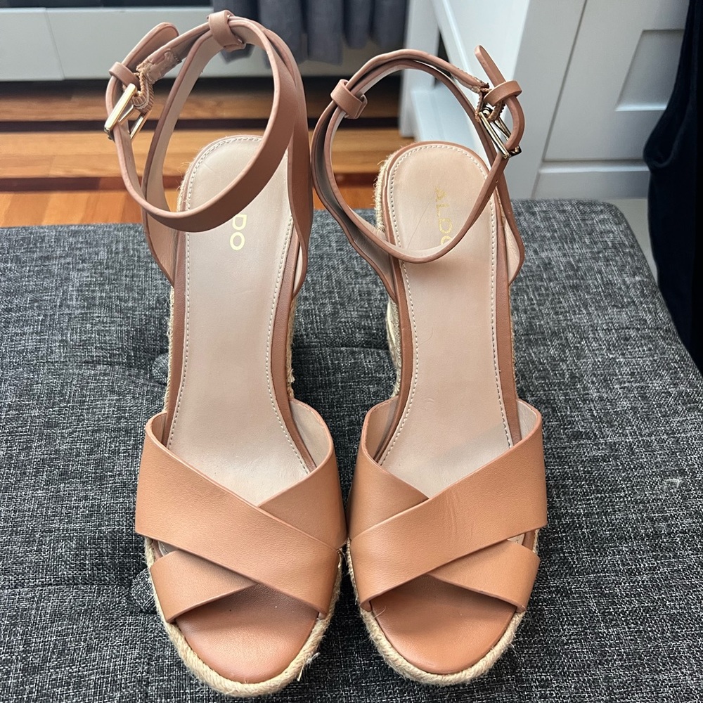 Brown and tan aldo wedges